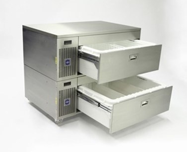 Custom designed slides in refrigerated drawers