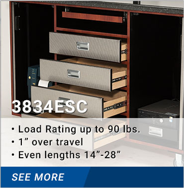 3834ESC load rating up to 90lbs. 1 inch over-travel even lengths 14-28 inches